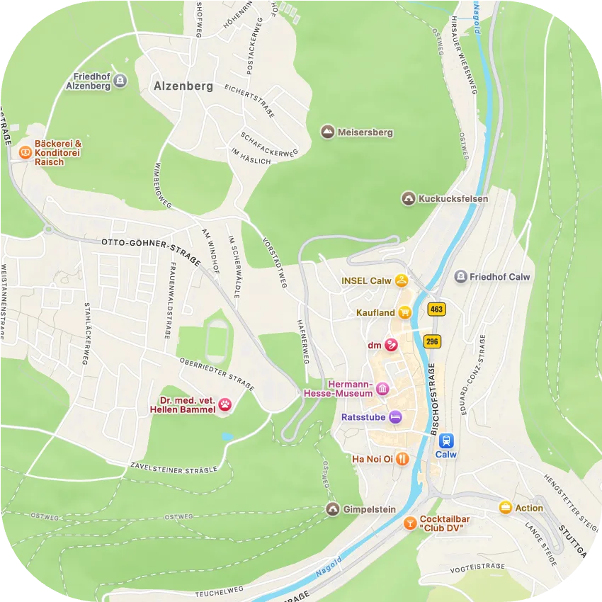 Beispielkarte mit den Orten des Zeitplans